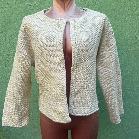 BaBaa Cardigan No4 Open Drape Dense Weave Long Sleeve Natural Casual Women OS - Picture 2 of 7